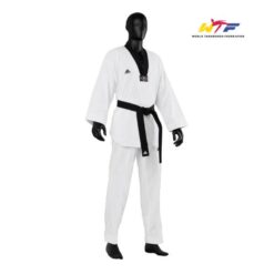 Taekwondo kimono WT Fighter Adidas white with black stripes