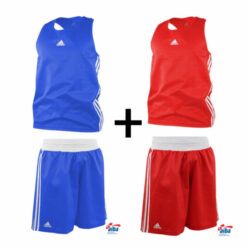 Boks t-shirt und shorts AIBA set Adidas blau und rot