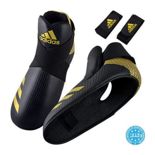 Instep protectors WAKO kickboxing Adidas black with gold logo