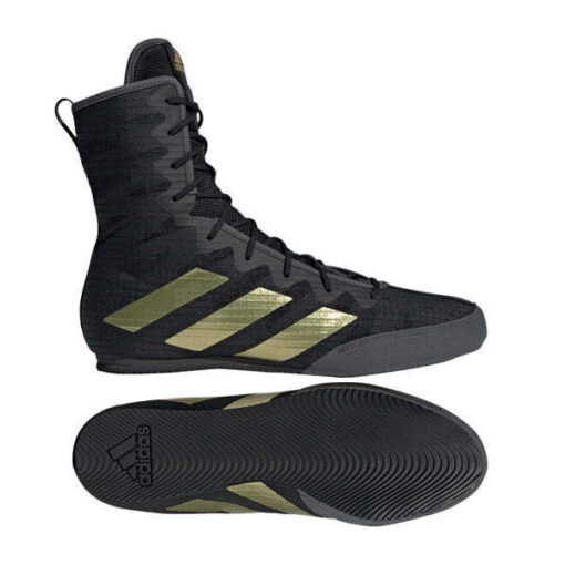 Boxschuhe Box Hog 4 Adidas schwarz mit goldenen Streifen