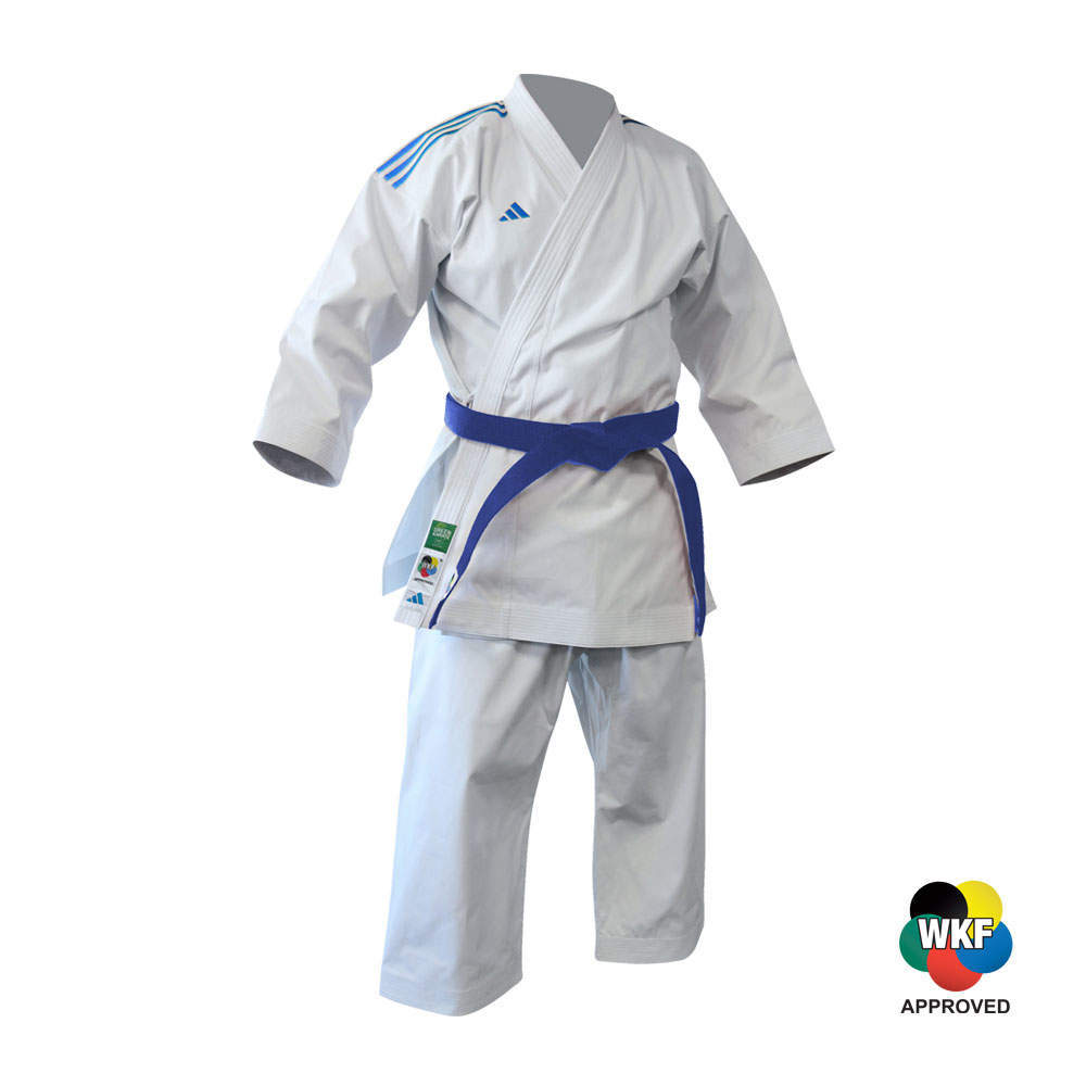 Karate kata kimono Adidas Shori Premier League z modrimi oznakami