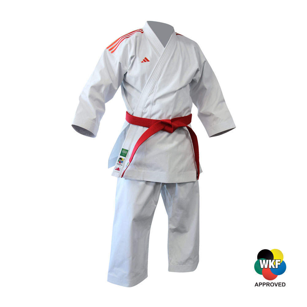 Karate kata kimono Adidas Shori Premier League z rdečimi oznakami