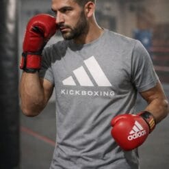 Kickboxing majica Adidas KickStyle 15 siva, moški v telovadnici