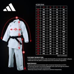Tabela velikosti za karate kimono Adidas DNA Kumite Fighter WKF