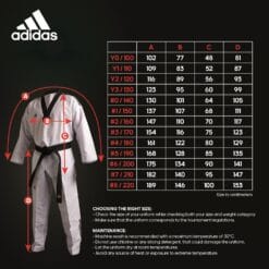 adidas WT Taekwondo Dobok Size Chart