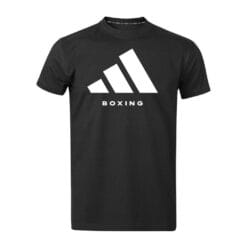 Črna boksarska majica Adidas z belim logotipom in napisom BOXING