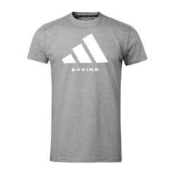 Siva boksarska majica Adidas z belim logotipom in napisom BOXING