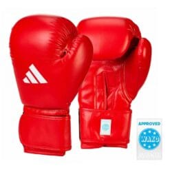 Rdeče usnjene WAKO kickboks rokavice Adidas